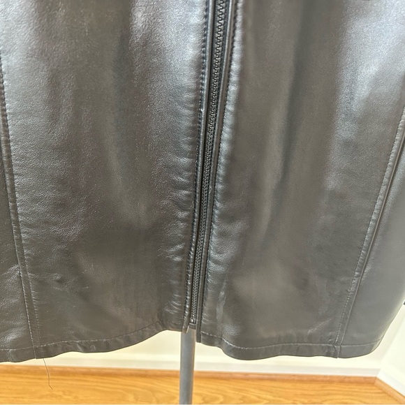 Black Sheared Beaver & Leather Reversible Coat with Fox Fur Lined Hood M/L - Picture 6 of 13